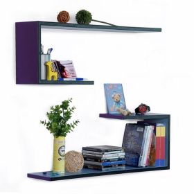 Trista - [Night Sky] Crutch-Shaped Leather Wall Shelf / Bookshelf / Floating Shelf (Set of 2)
