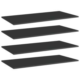 Bookshelf Boards 4 pcs High Gloss Black 31.5"x11.8"x0.6" Engineered Wood
