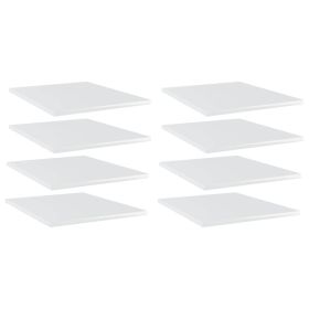 Bookshelf Boards 8 pcs High Gloss White 15.7"x19.7"x0.6" Engineered Wood