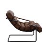 ACME Dolgren Accent Chair in Sahara Top Grain Leather & Matt Iron Finish 59948
