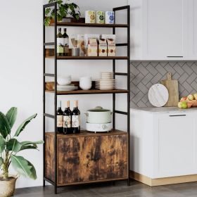 Gold bookshelf; 4 tier white standard bookshelf with storage cabinets; modern iron bookshelf with door display shelf for home office; white gold (Color: Matte Black)