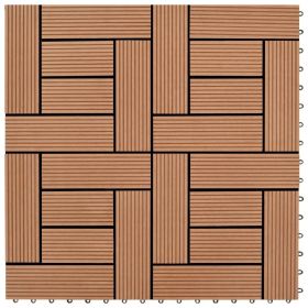 22 pcs Decking Tiles 11.8"x11.8" 2 sqm WPC Brown (Color: Brown)